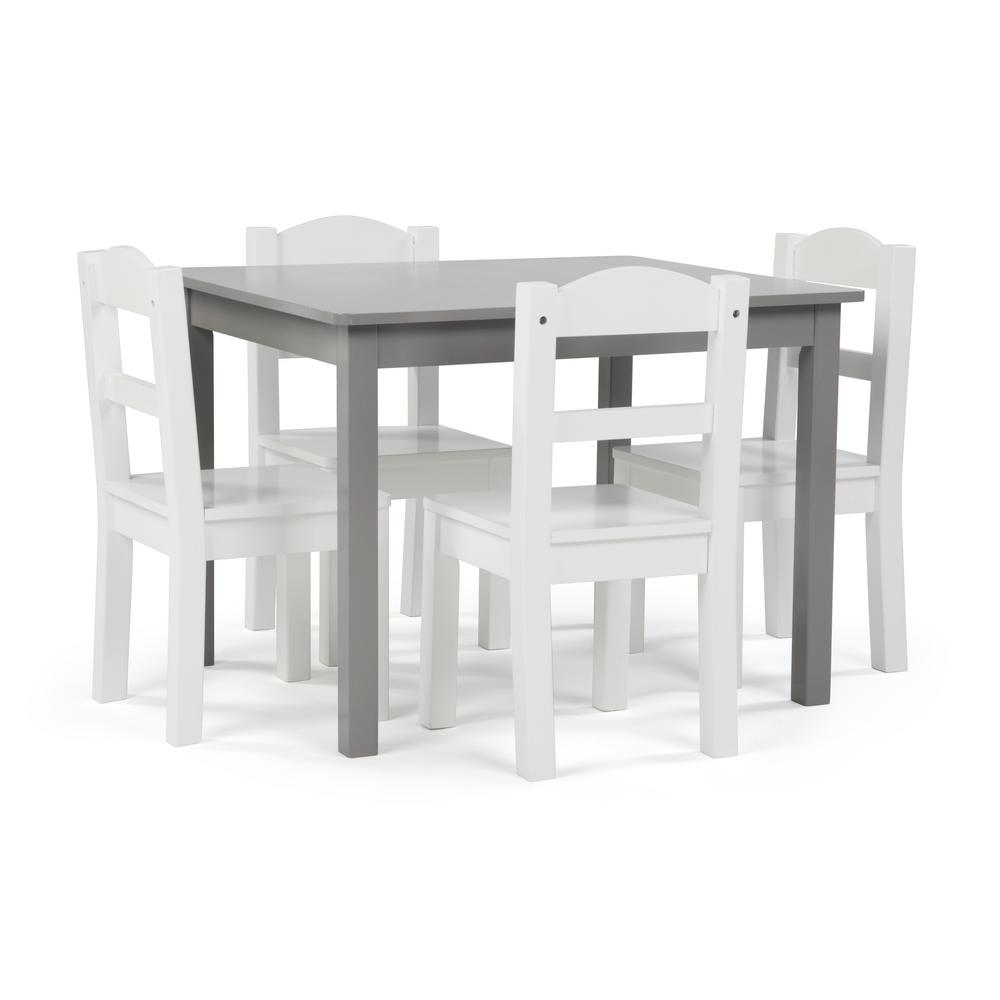 humble crew inspire 5piece greywhite kids table and chair settc770  the  home depot