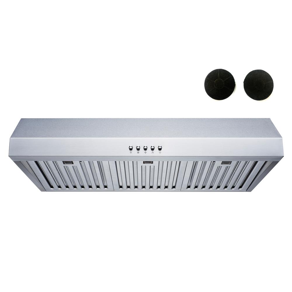 Winflo 30 In Convertible 500 Cfm Under Cabinet Range Hood In Stainless Steel With Baffle Filters And Touch Control Ur011b30s The Home Depot