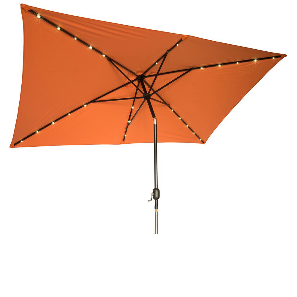 Trademark Innovations 10 Ft X 6 5 Ft Rectangular Solar Powered Led Lighted Patio Umbrella In Orange Umbled Rect Or The Home Depot