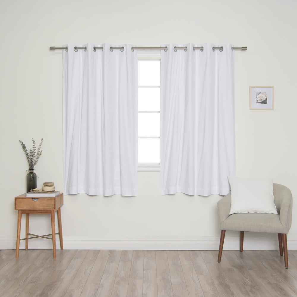 Best Home Fashion White Solid Cotton Blackout Thermal Grommet