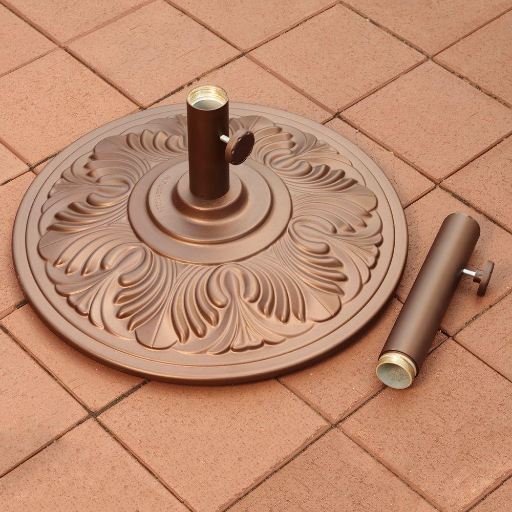 Island Umbrella 50 Lb Art Deco Aluminum Patio Umbrella Base In Bronze Nu5407 The Home Depot