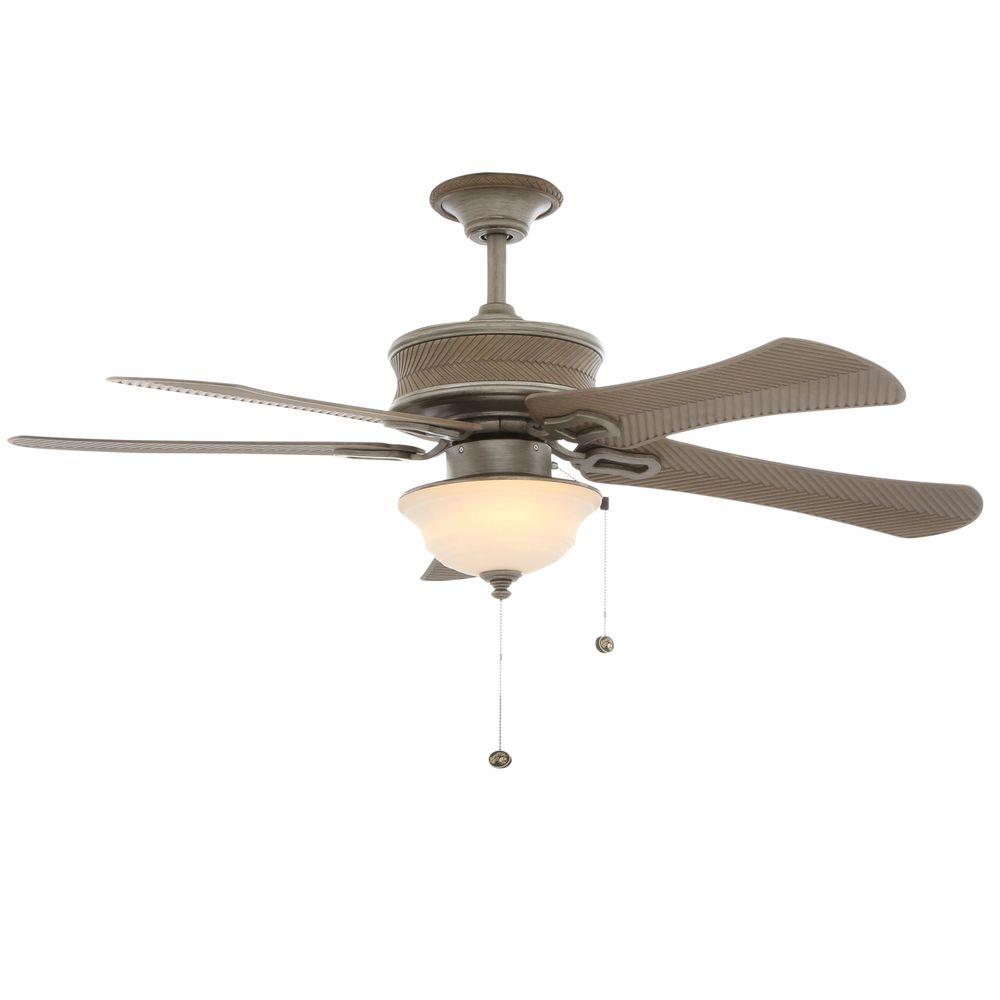 Hampton Bay Algiers 54 In Indoor Outdoor Cambridge Silver Ceiling Fan With Light Kit