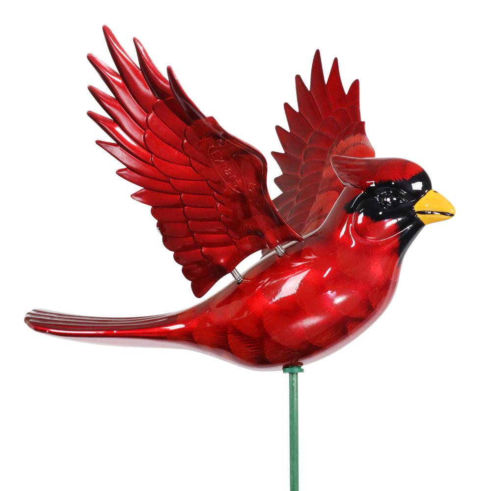 Exhart WindyWing Song Bird Cardinal 1.31 ft. Red Plastic Plant Stake