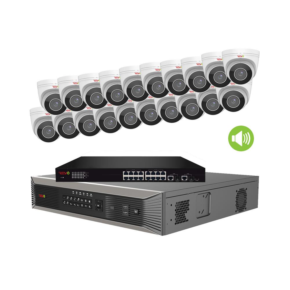 Revo Ultra HD Audio Capable 32Channel 8TB NVR Surveillance System with 20 4K Cameras