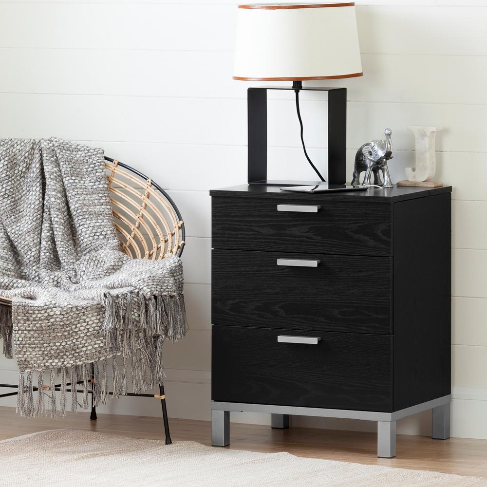 South Shore Flexible 2Drawer Black Oak Nightstand10307 The Home Depot