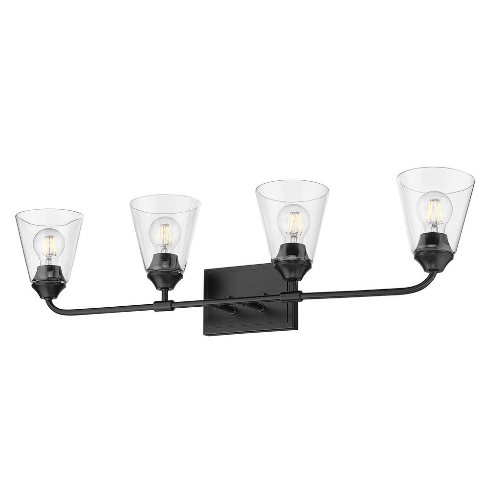 Golden Lighting Ormond 4.375 in. 4-Light Matte Black Vanity Light-2120 ...