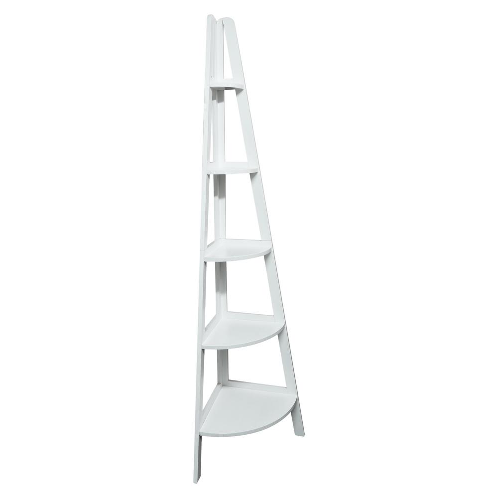 Casual Home 72 In White Wood 5 Shelf Ladder Bookcase 176 31 The