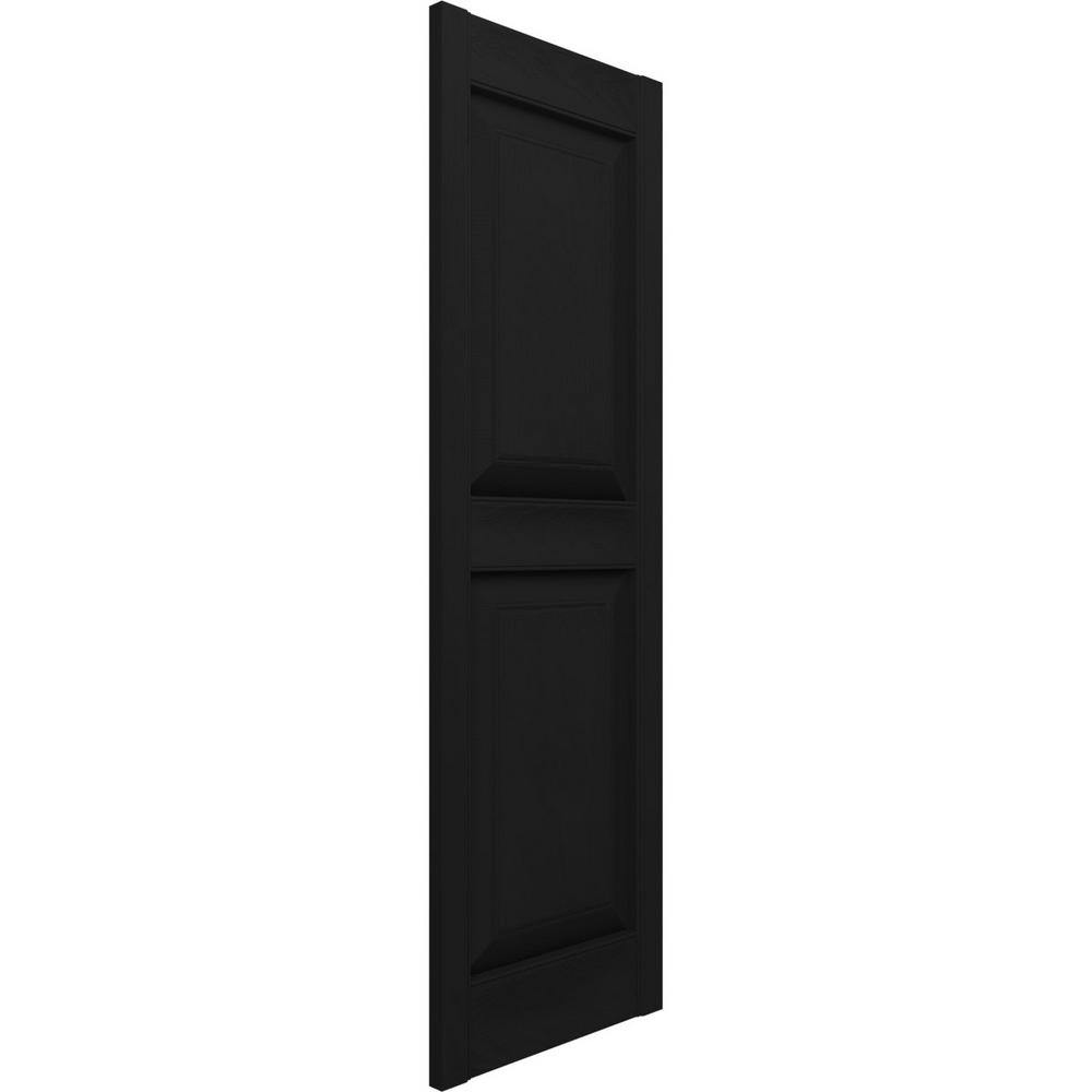 14 3/4"W x 47"H Lifetime Vinyl, Standard Two Equal Panels, Raised Panel Shutters, w/Installation Shutter-Lok's & Matching Screws (Per Pair), Black