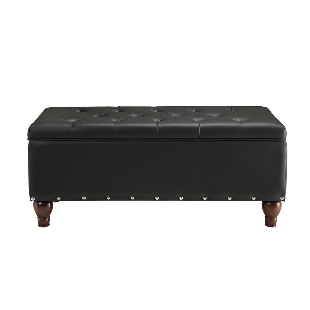 Bedroom Benches Furniture The Home Depot Estee Black Pu Storage Bench