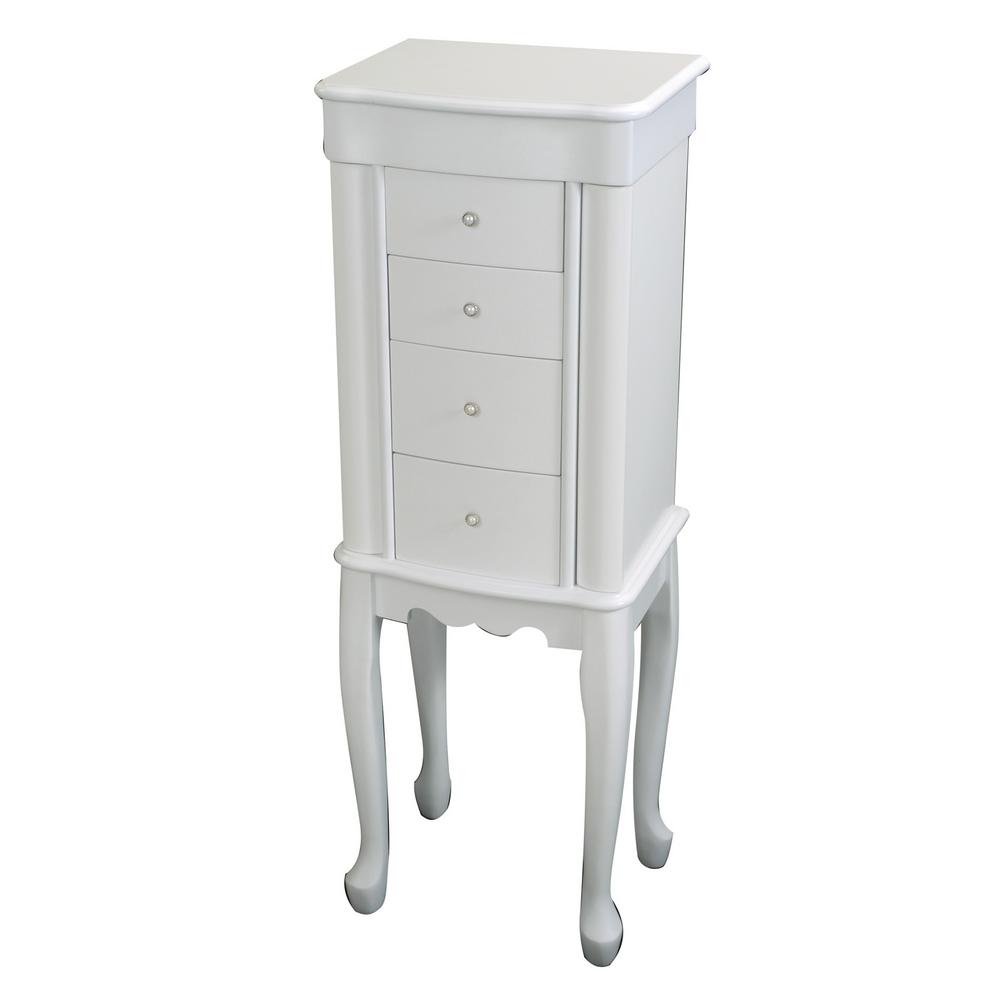 Mele Co Alexis White Wooden Jewelry Armoire 0087811 The Home Depot Alexis White Wooden Jewelry Armoire