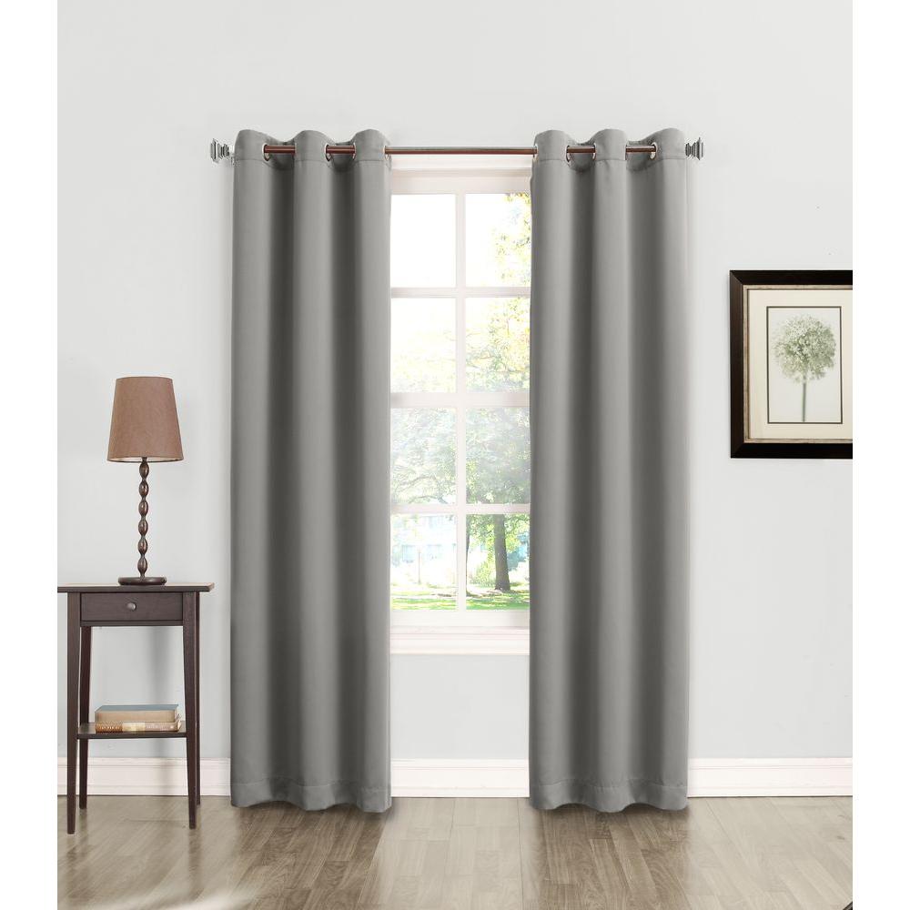 Sun Zero Semi Opaque Tovi Gray Room Darkening Curtain Panel 40