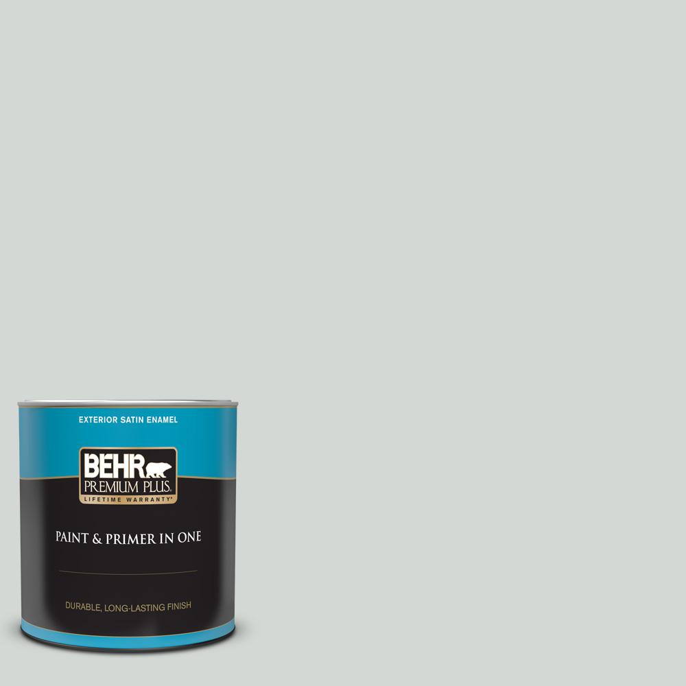 BEHR PREMIUM PLUS 1 qt. PPU2513 Misty Coast Satin Enamel BEHR PREMIUM PLUS 1 qt. PPU2513 Misty Coast Satin Enamel