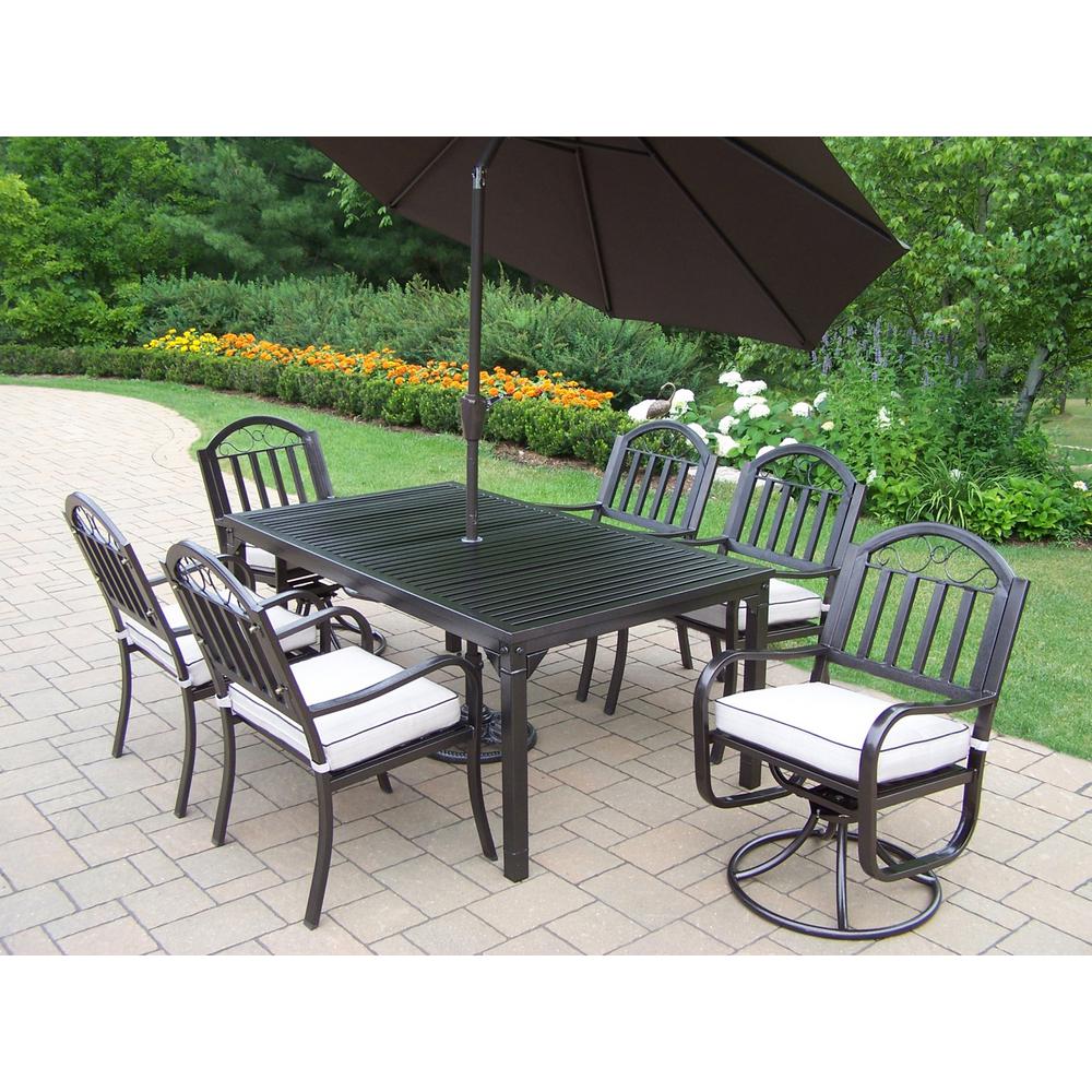 Hanover Cameron 9-Piece Aluminum Outdoor Dining Set with 8 Padded Sling ...