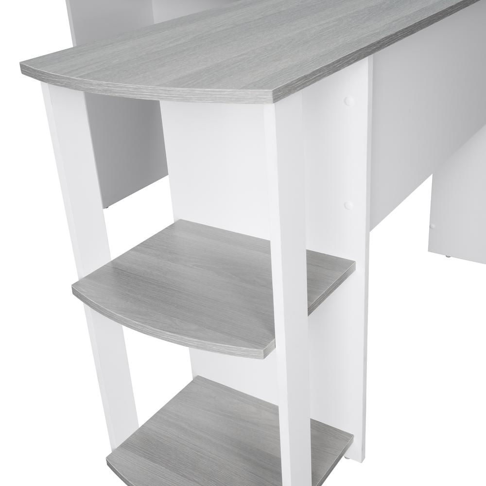 Techni Mobili Modern Grey L Shaped Desk With Side Shelves Rta