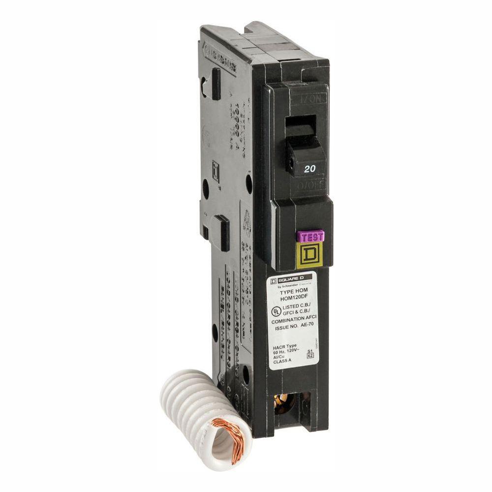 Square D Homeline 20 Amp Single Pole Dual Function Cafci And Gfci Circuit Breaker 6 Pack Hom120dfc6 The Home Depot