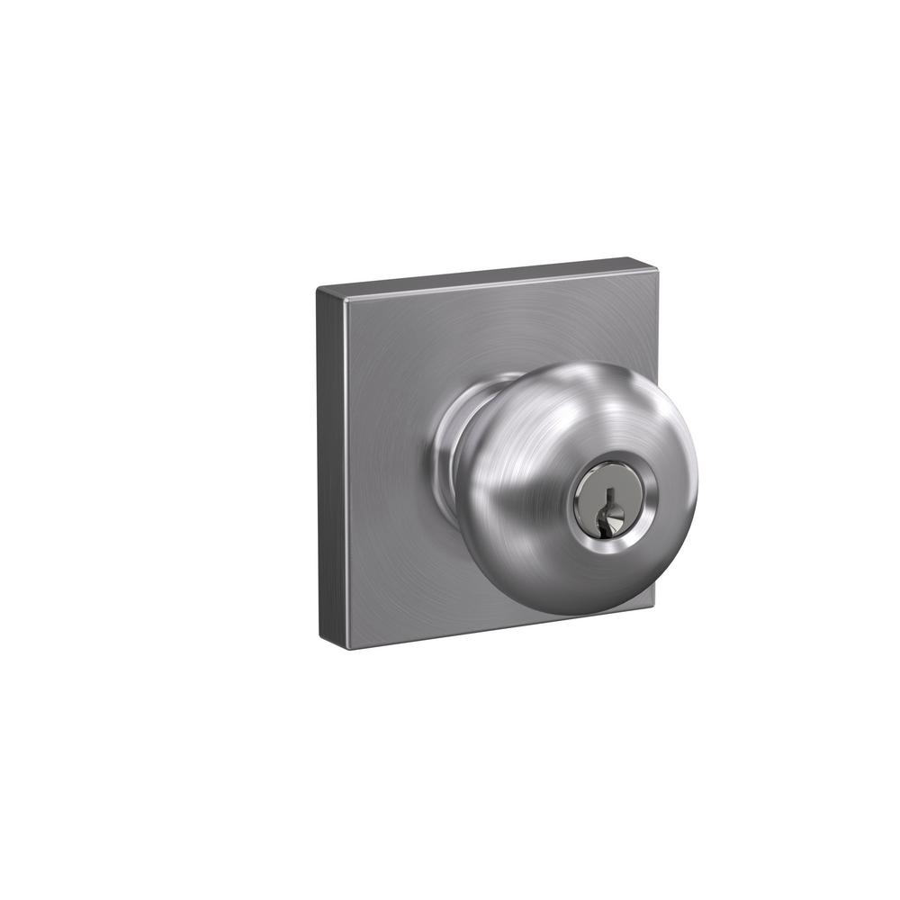 Schlage Custom Plymouth Satin Chrome Collins Trim Keyed Door KnobF51A PLY 626 COL The Home Depot