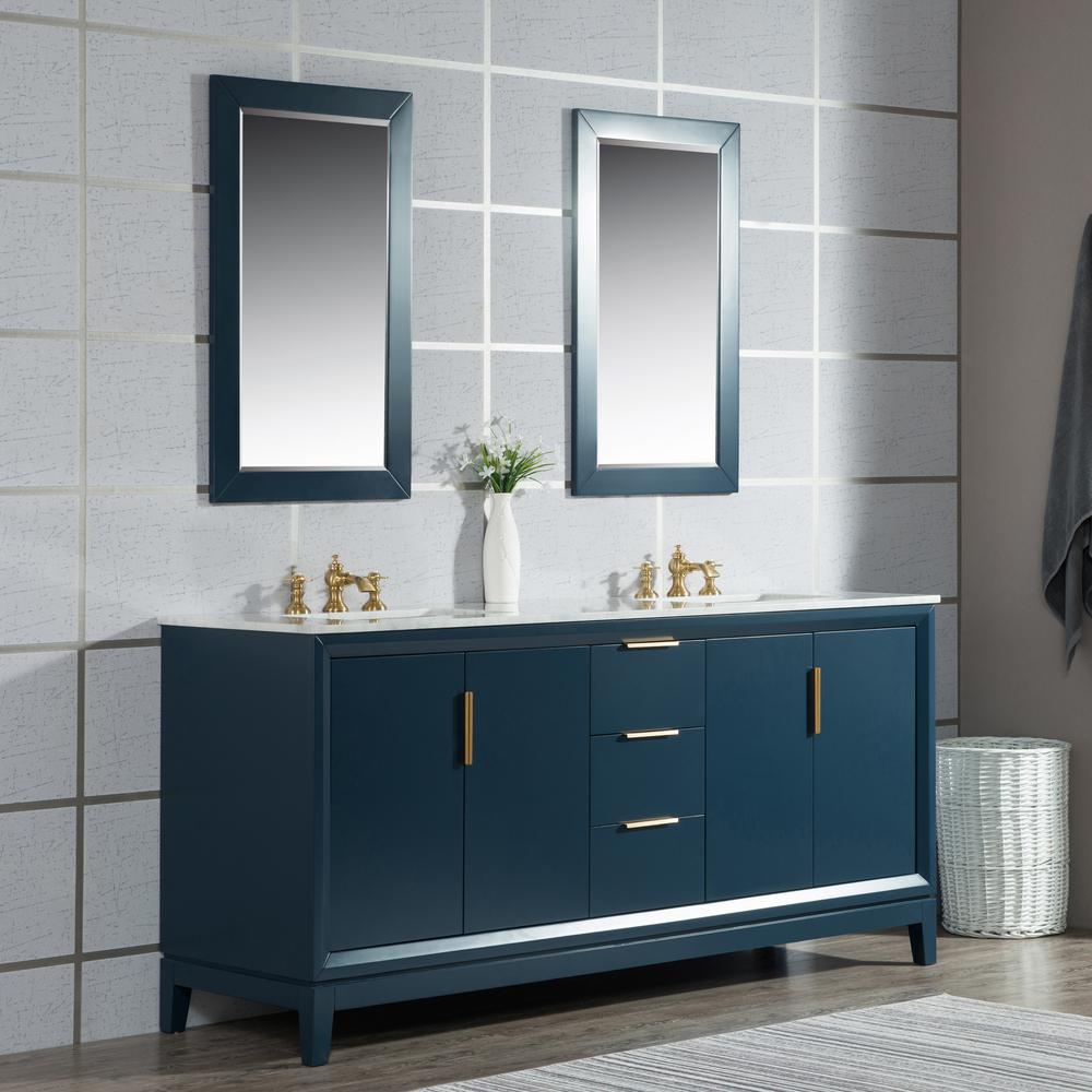 Water Creation Elizabeth 72 In Monarch Blue With Carrara White Marble Vanity Top Ceramics Basins And Faucet