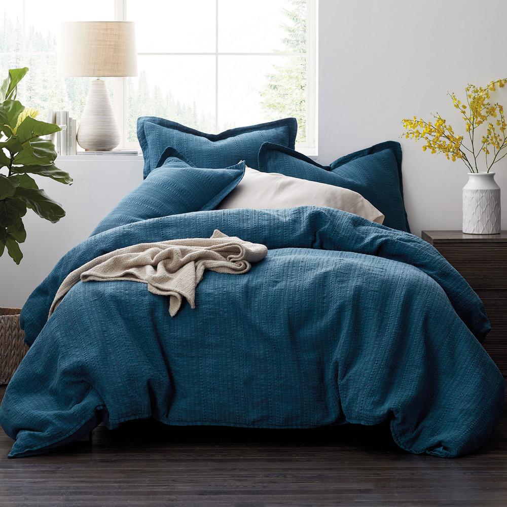 The Company Store Interwoven Deep Teal Solid Cotton Blend King
