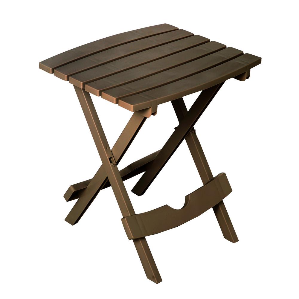 Resin Patio Tables Furniture The Home Depot Quik Fold Earth Brown Resin Outdoor Side Table