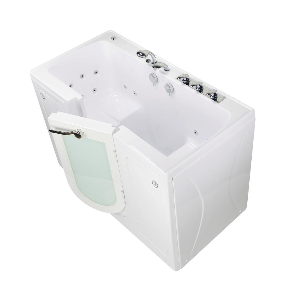 Ella Tub4two 60 In Walk In Whirlpool Bathtub In White Right Outward Door Heated Seat Fast Fill Faucet 2 In Dual Drain