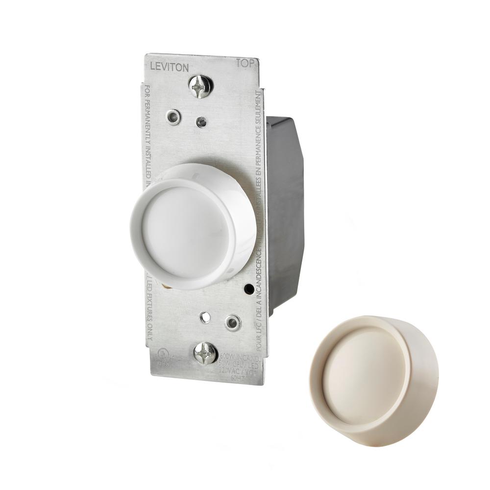 Leviton Trimatron 600Watt SinglePole Universal Rotary Dimmer, White