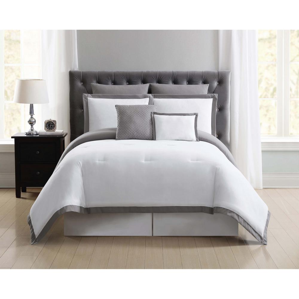 Truly Soft Everyday 7 Piece White And Grey King Comforter Set