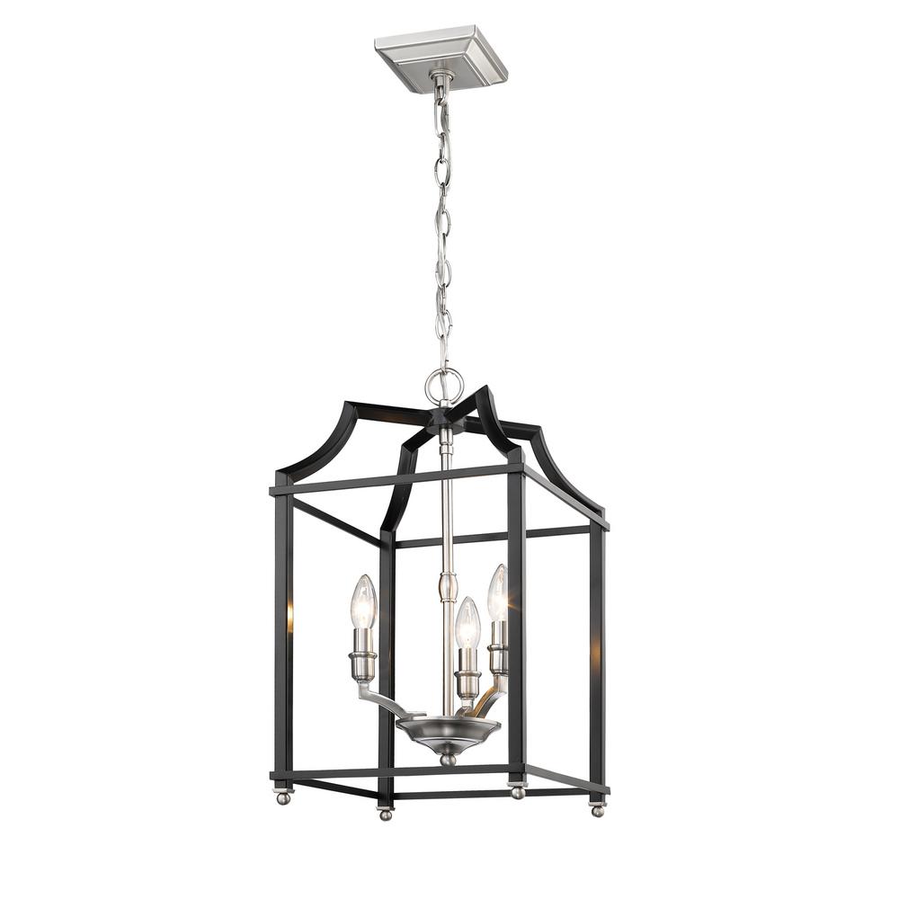 Golden Lighting Leighton 3 Light Pewter And Black Pendant Golden Lighting Leighton 3 Light Pewter