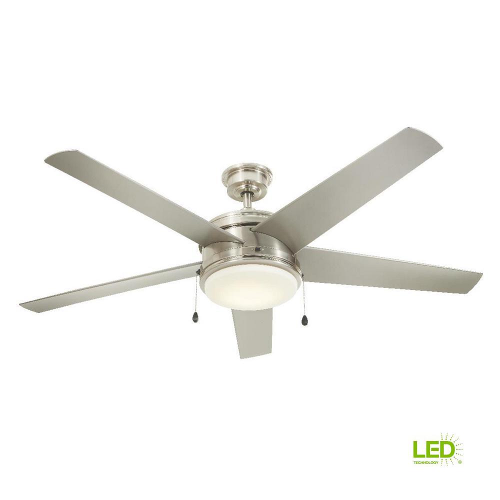 Home Decorators Collection Portwood 60 In Led Indoor Outdoor Brushed Nickel Ceiling Fan