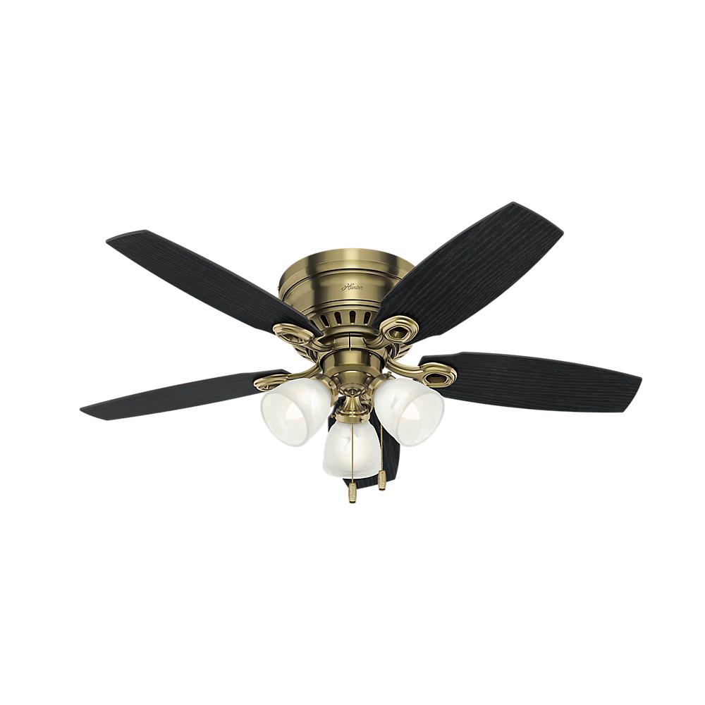 Hunter Hatherton 46 In Indoor Antique Brass Ceiling Fan With Indoor Antique Brass Ceiling Fan With Light Kit 52085 The Home Depot