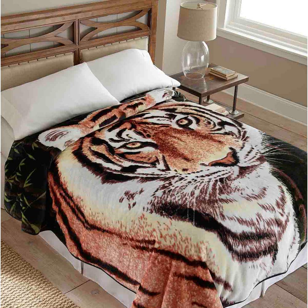 Shavel Home Products Hi 1 Piece Tiger Animal Queen Coverlet