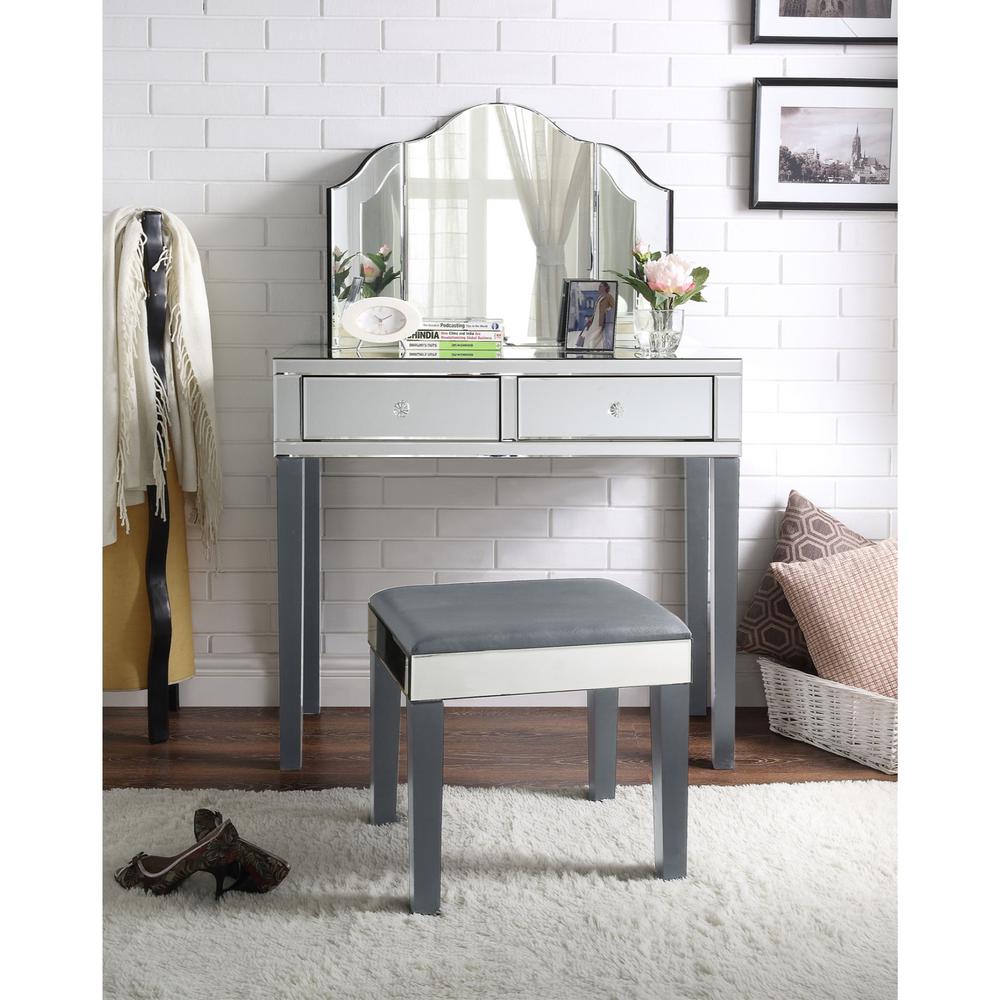 Inspired Home Primrose Grey Vanity Tables With Trifold Mirror Jf37 07gr K Hd The Home Depot