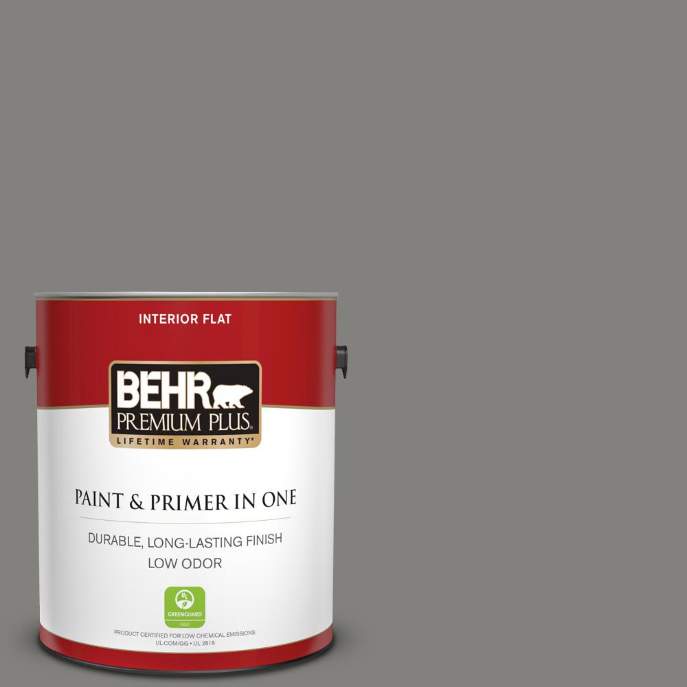 Behr Premium Plus 1 Gal Bnc 25 Gray Pepper Flat Low Odor Interior Paint And Primer In One