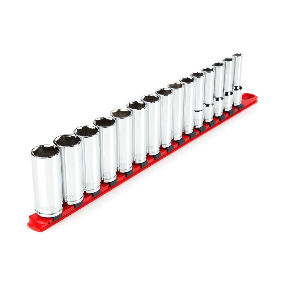 TEKTON 1/2 in. Drive Deep 6-Point Socket Set (15-Piece)-SHD92106 - The