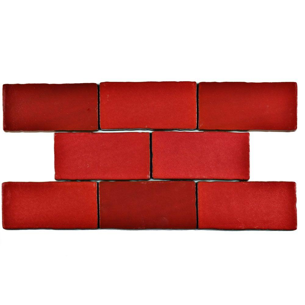 Red Subway Backsplash Tile Flooring The Home Depot Antic Special Red Moon 3 In X 6 Ceramic Wall Tile 1