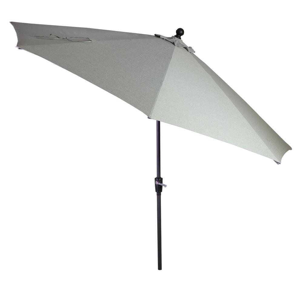 Hampton Bay 10 Ft Aluminum Auto Tilt Market Outdoor Patio Umbrella In Stone Gray 9110 01130900 The Home Depot