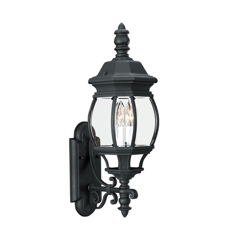 Sea Gull Lighting 88201EN-12 Wynfield - Two Light Outdoor Wall Mount Black LED Black Finish with Clear Beveled Glass