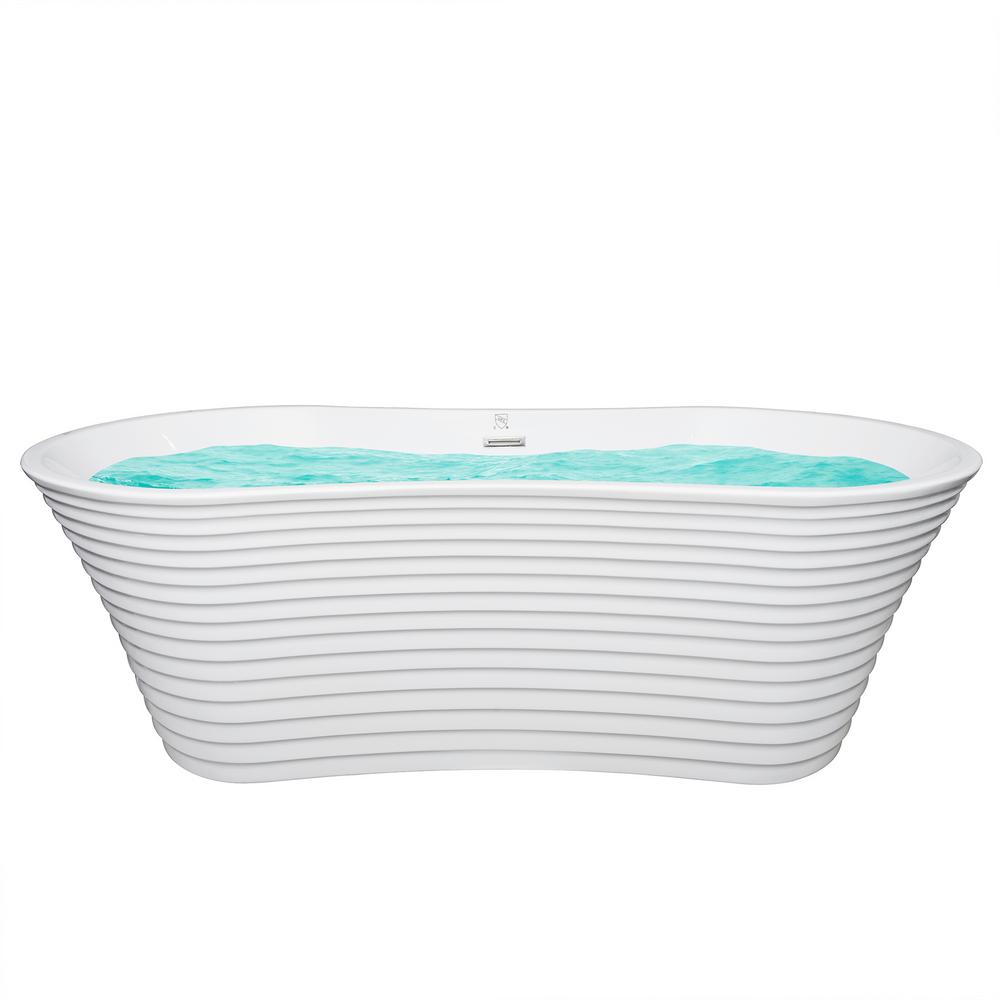 AKDY 67 in. Acrylic Center Drain Oval Double Slipper Flatbottom