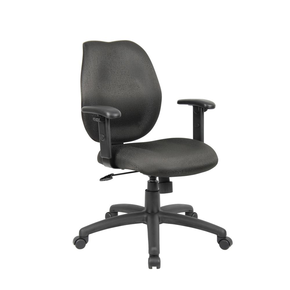BOSS OFFICE Black Antimicrobial Vinyl Black Nylon Base Adjustable Arms
