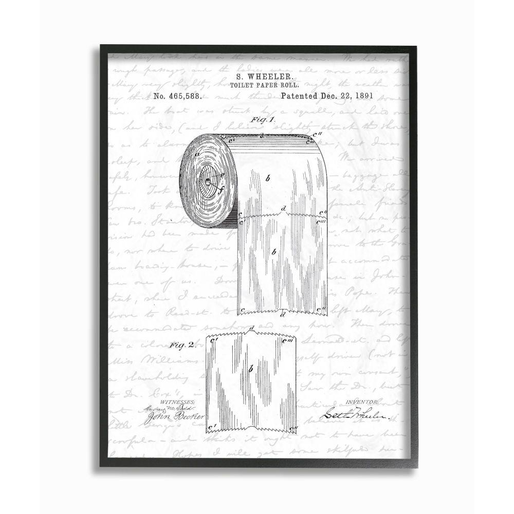 Stupell Industries Toilet Paper Roll Patent Black And White