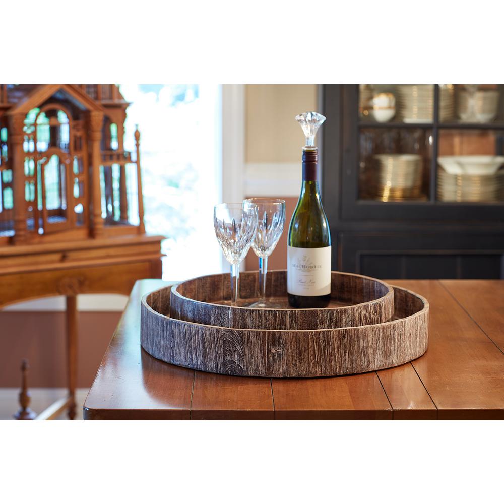 My Zen Home 24 In Round Black Wash Kenchuto Antique Rustic Teak