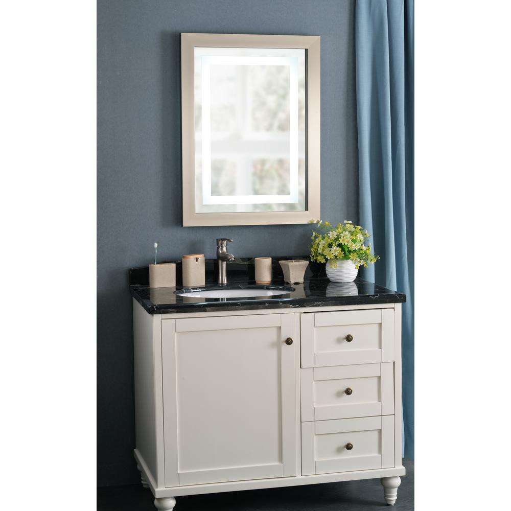 Gaper Rectangular Brushed Nickel Framed Led Mirror