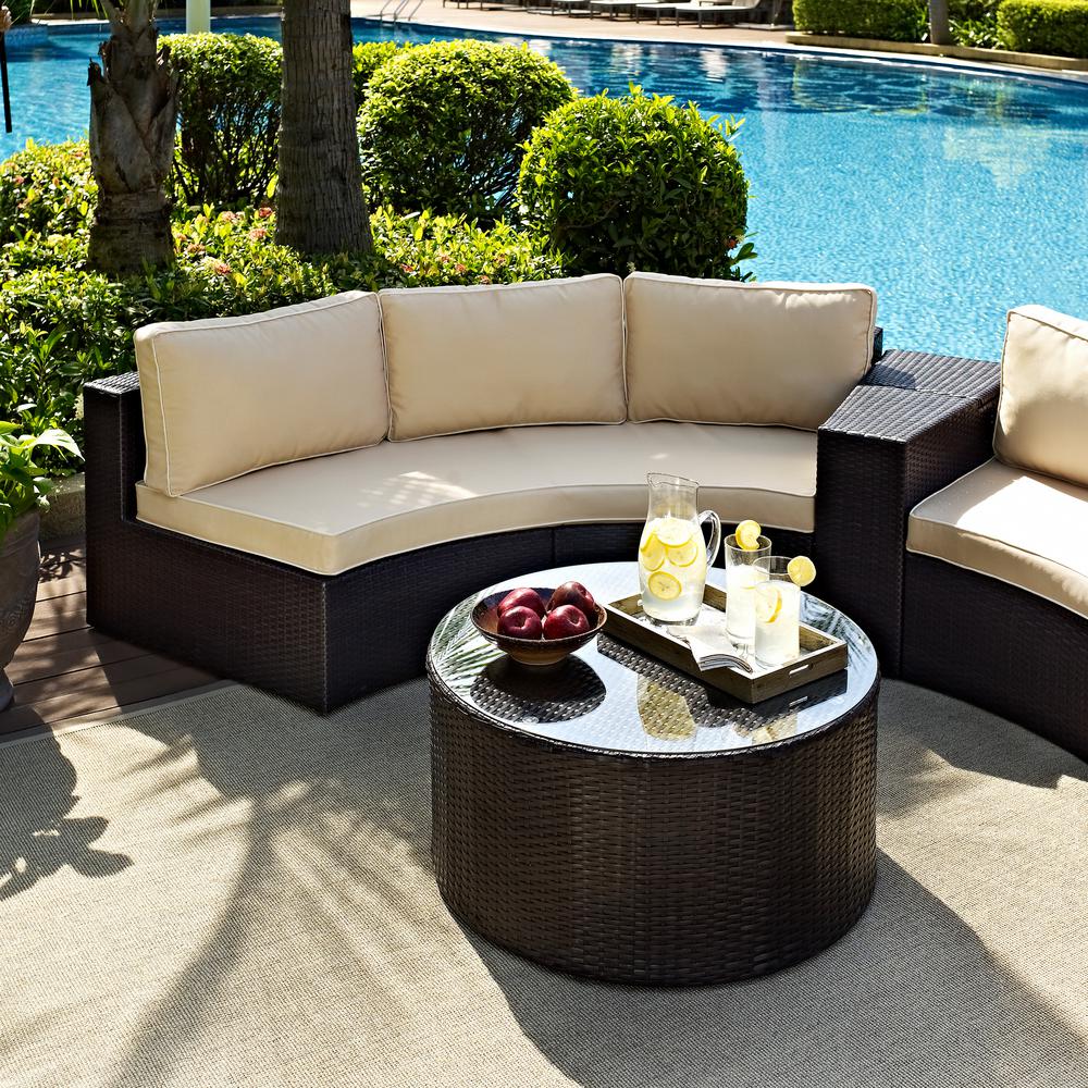 Crosley Catalina 2 Piece Wicker Outdoor Sofa Set With Sand