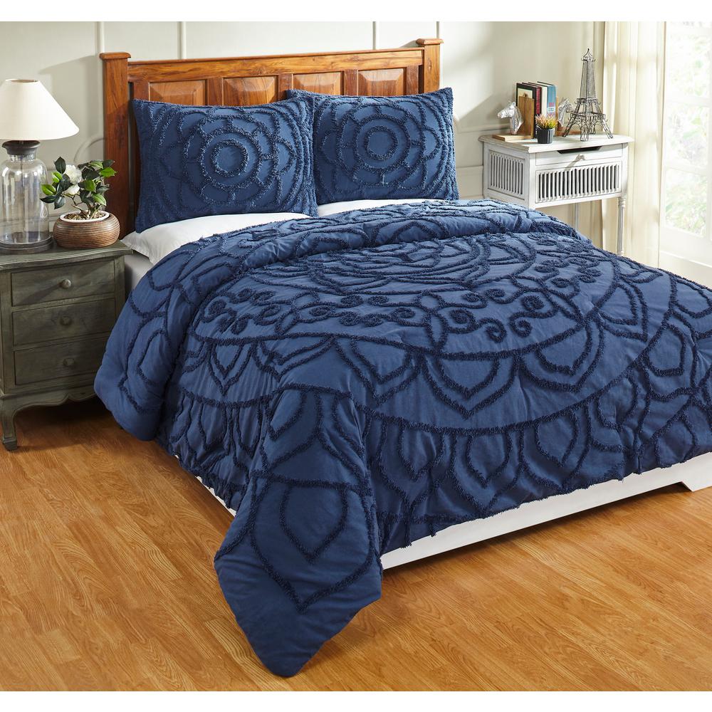 navy blue full size bedspread