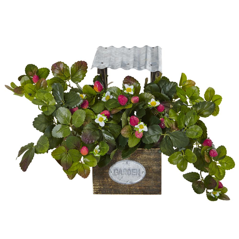 Nearly Natural Indoor 13.75 in. H Strawberry Artificial