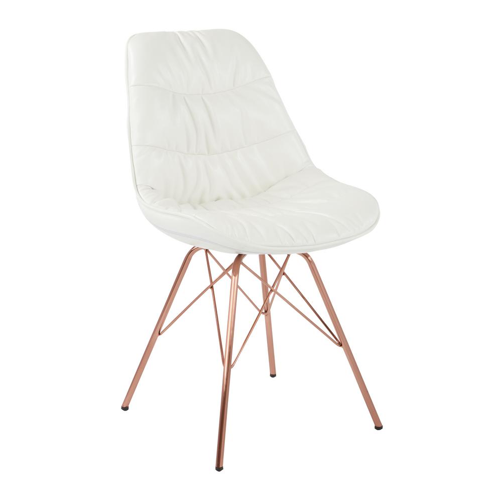 Ave Six Langdon White Faux Leather Chair With Rose Gold Base Lgd U11 Langdon White Faux Leather Chair With Rose Gold Base