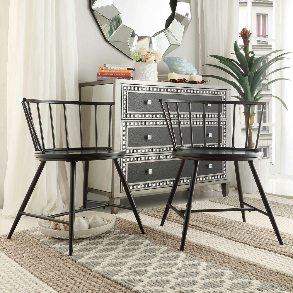 HomeSullivan Walker Black Wood & Metal Low Back Dining ...