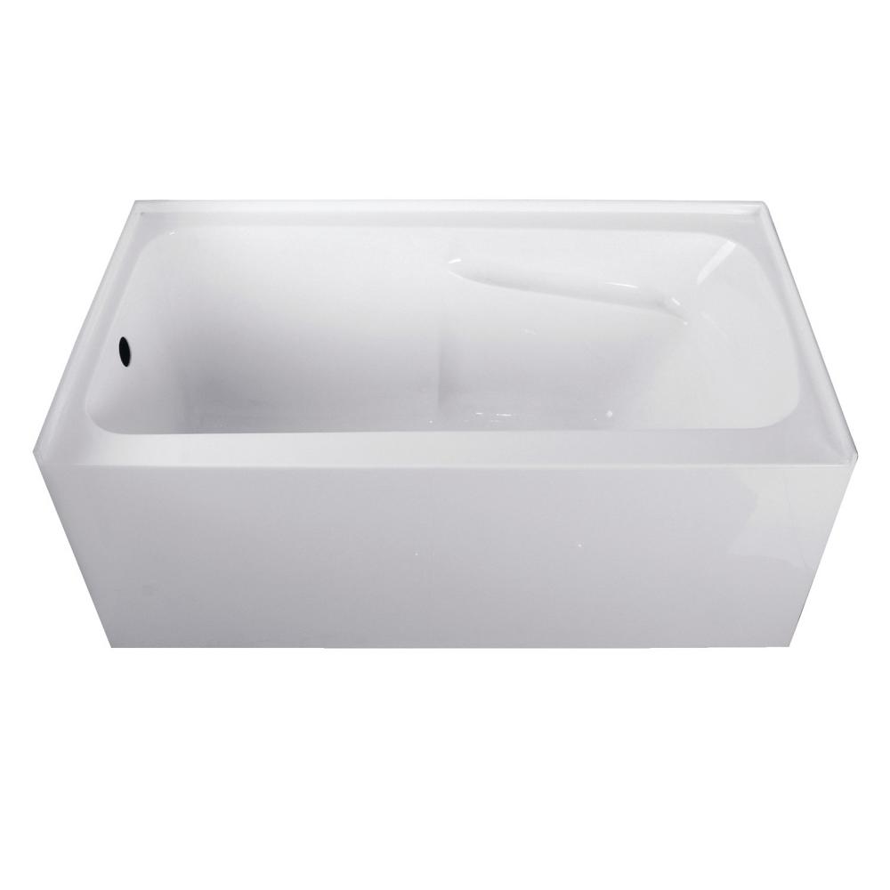 Aqua Eden 54 in. Acrylic Left Drain Rectangular Alcove Soaking Bathtub