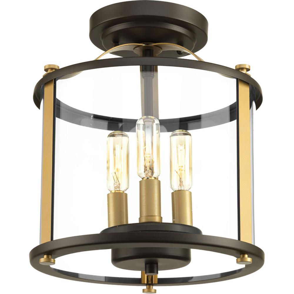 Progress Lighting Bronze No Additional Features Outdoor Flush Squire Collection 3 Light Antique Bronze Outdoor Flushmount