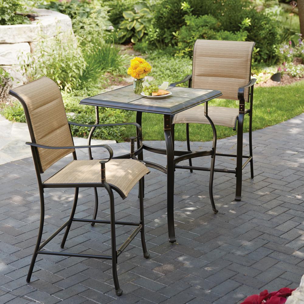 Hampton Bay Belleville 3 Piece Padded Sling Outdoor Bistro Set