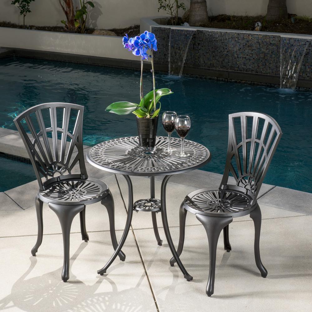 3 Piece Outdoor Bistro Set Dining Cast Aluminum Patio Garden